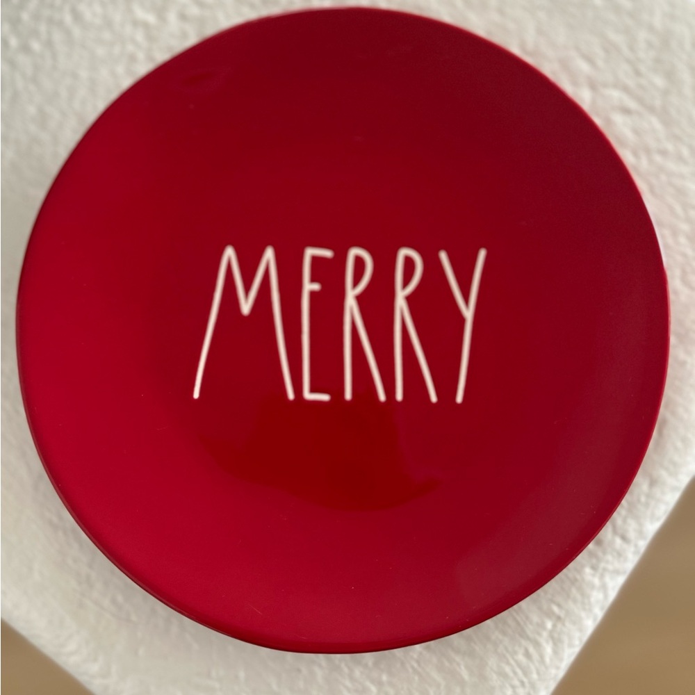 Rae Dunn Red 'Merry' Holiday Plate